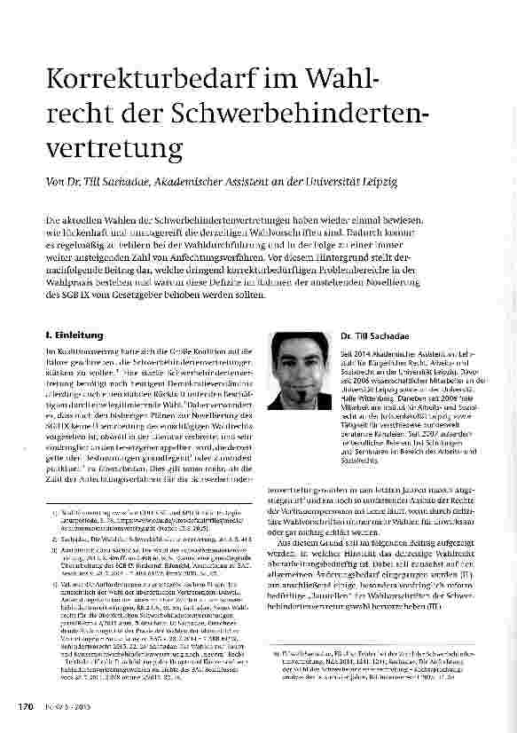Vorschauseite 1: Korrekturbedarf im Wahlrecht der Schwerbehindertenvertretung