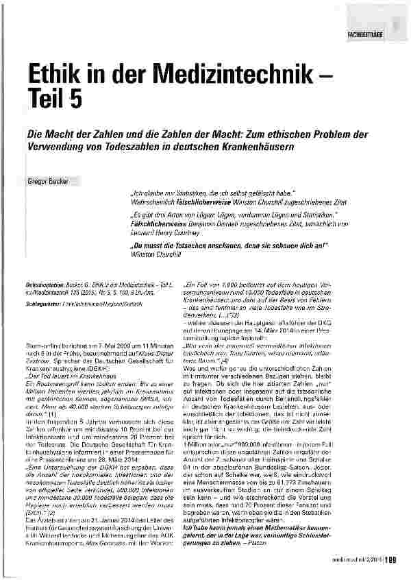 Vorschauseite 1: Ethik in der Medizintechnik Teil 5