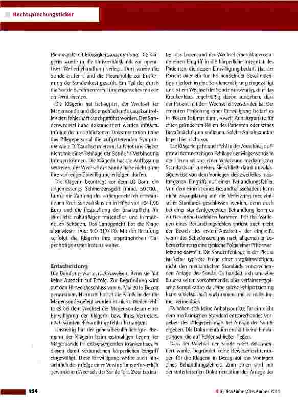 Vorschauseite 2: Fehlerhafter Sondenwechsel durch Pflegepersonal