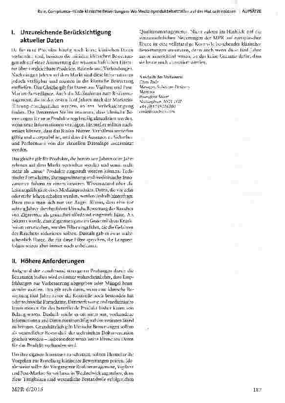 Vorschauseite 2: Compliance-Hürde klinische Bewertungen: Wo Medizinproduktehersteller auf der Hut sein müssen
