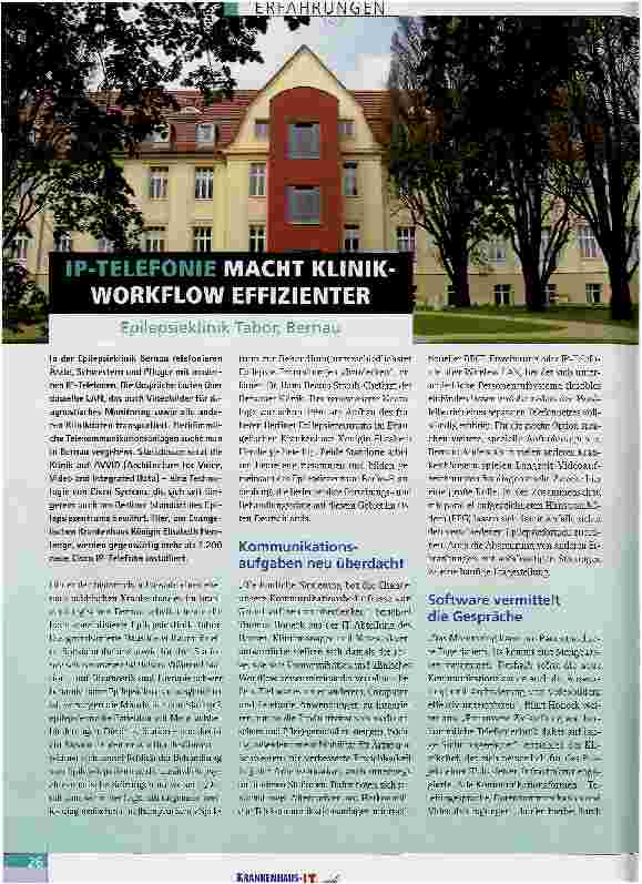 Vorschauseite 1: IP-TELEFONIE MACHT KLINIK WORKFLOW EFFIZIENTER