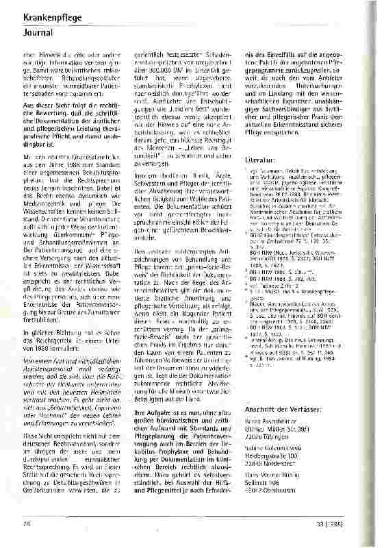 Vorschauseite 6: Verhalten und Maßnahmen sowie zivilrechtliche Verantwortung des Pflegepersonals bei Dekubiti
