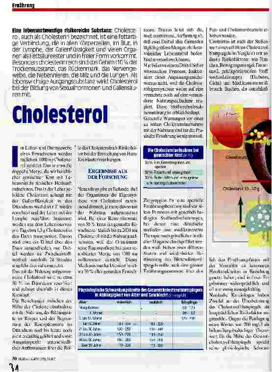 Vorschauseite 1: Cholesterol Eine lebensnotwendige, risikoreiche Substanz