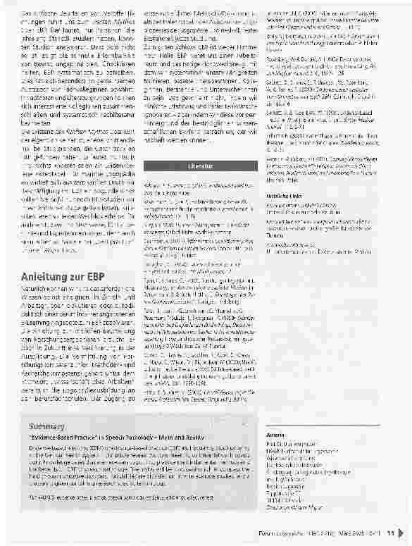 Vorschauseite 6: Evidenz-basierte Praxis in der Logopädie -Mythos und Realität