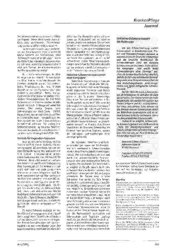 Vorschauseite 2: Schmerztherapie ohne UmwegeInitiative Schmerz messen startet neue Kampagne /Studie mit neuen Zielerreichungskriterien belegt: Vorteile für Oxygesic Patienten Patient und Arzt geme…