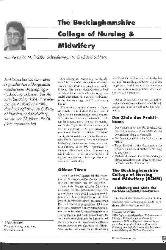 Vorschauseite 1: The Buckinghamshire College of Nursing & Midwifery