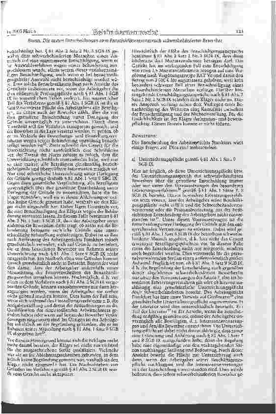 Vorschauseite 3: Die ersten Entscheidungen zum Entschädigungsanspruch schwerbehinderter Bewerber