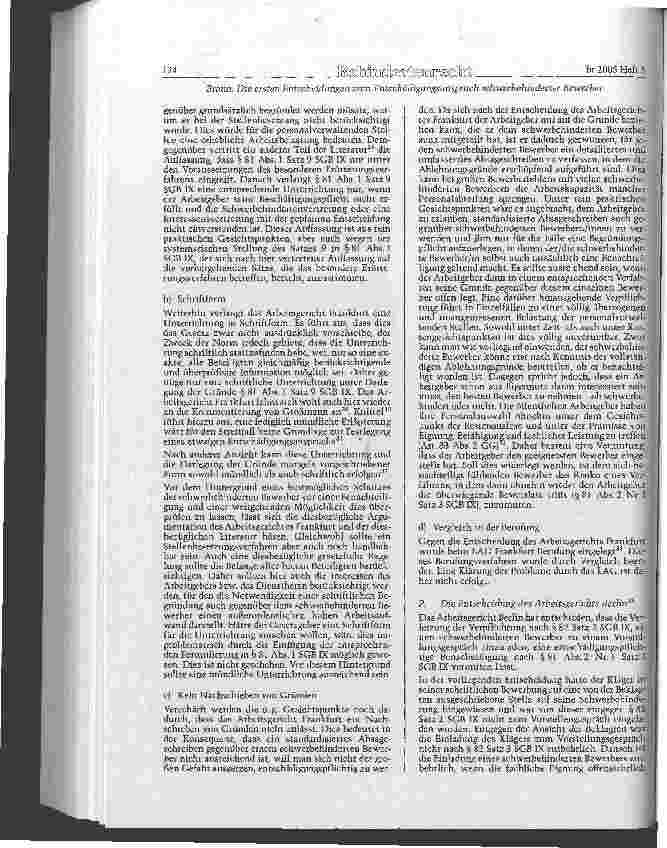 Vorschauseite 4: Die ersten Entscheidungen zum Entschädigungsanspruch schwerbehinderter Bewerber