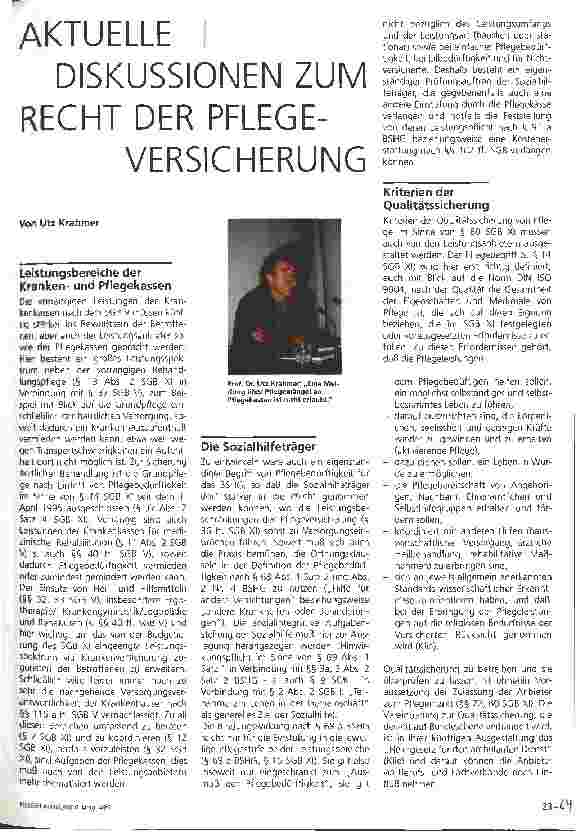 Vorschauseite 1: Aktuelle Diskussionen zum Recht der Pflegeversicherung