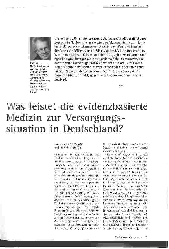 Vorschauseite 1: Was leistet die evidenzbasierte Medizin zur Versorgungssituation in Deutschland?