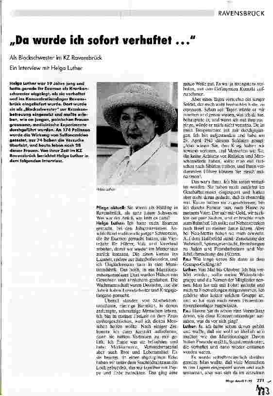 Vorschauseite 1: Da wurde ich sofort verhaftet ... Als Blockschwester im KZ Ravensbrück Interview mit Helga Luther