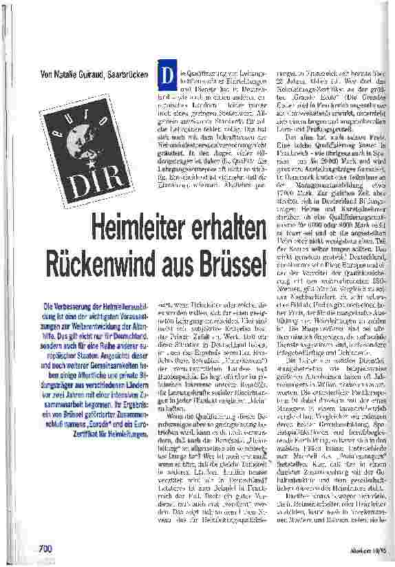 Vorschauseite 1: Heimleiter erhalten Rückenwind aus Brüssel