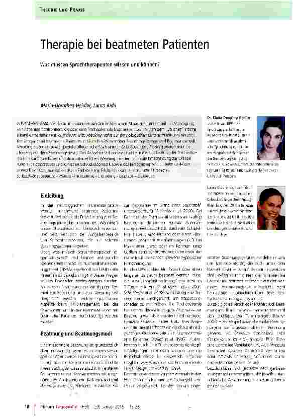 Vorschauseite 1: Therapie bei beatmeten Patienten