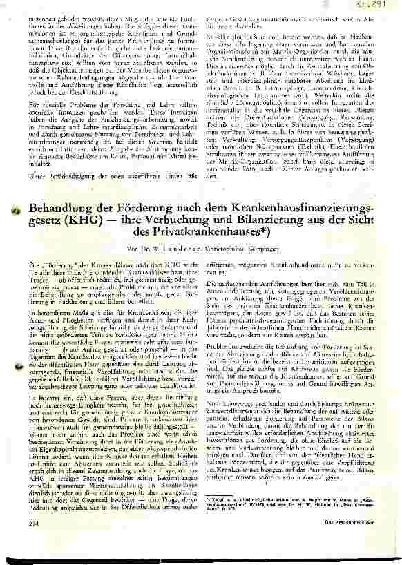 Vorschauseite 1: Behandlung der Förderung nach dem KHG ihre Verbuchung und Bilanzierung aus der Sicht des Privat - Krankenhauses