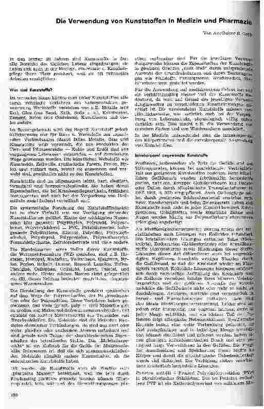 Vorschauseite 1: Die Verwendung von Kunststoffen in Medizin und Pharmazie