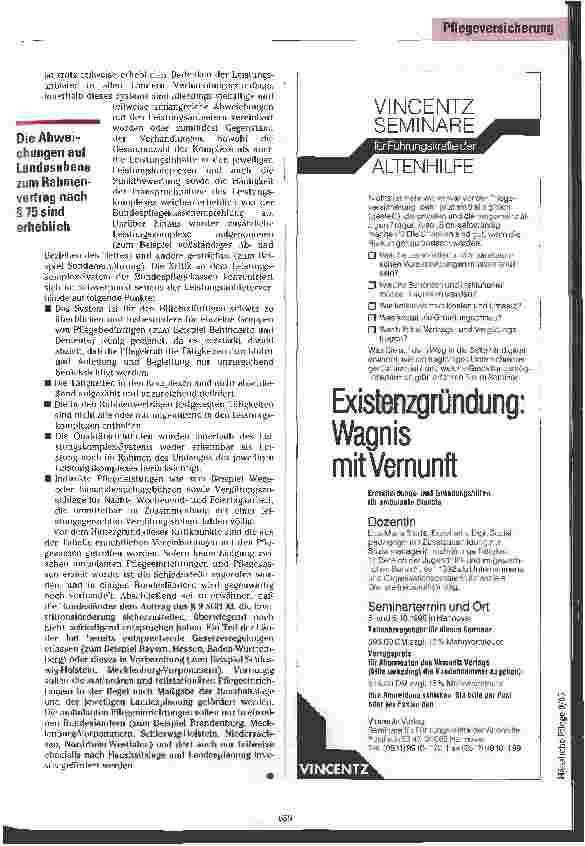 Vorschauseite 3: Verhandlungssachen Wie steht es mit der Umsetzung der Pflegeversicherung im Bund und Land?