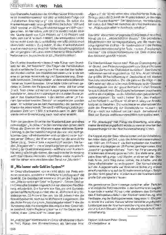 Vorschauseite 4: Ambulante Öffnung der Krankenhäuser: Die wichtigste krankenhauspolitische Herausforderung