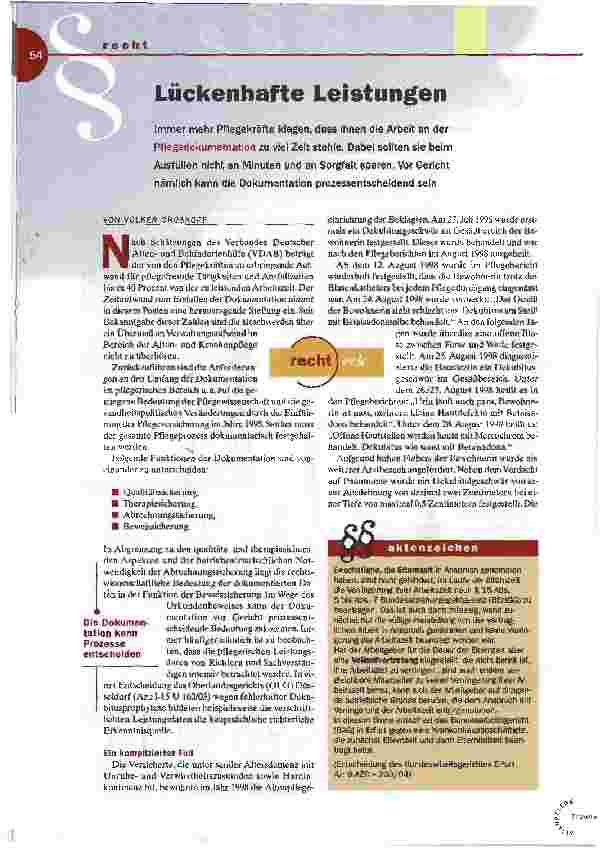 Vorschauseite 1: Lückenhafte Leistungen