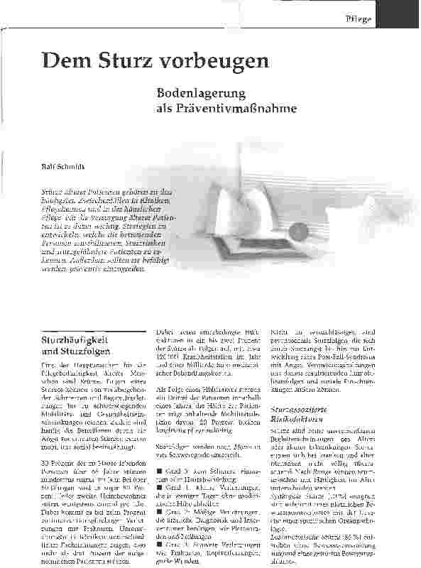 Vorschauseite 1: Dem Sturz vorbeugen. Bodenlagerung als Präventivmaßnahme