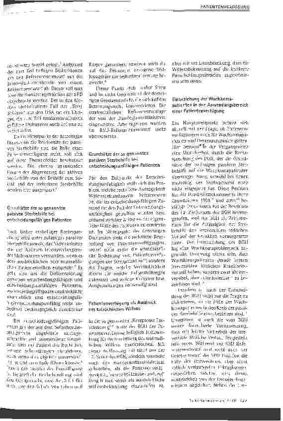 Vorschauseite 2: Die neuesten Rechtsentwicklungen zum Thema Sterbehilfe und Patientenverfiigung