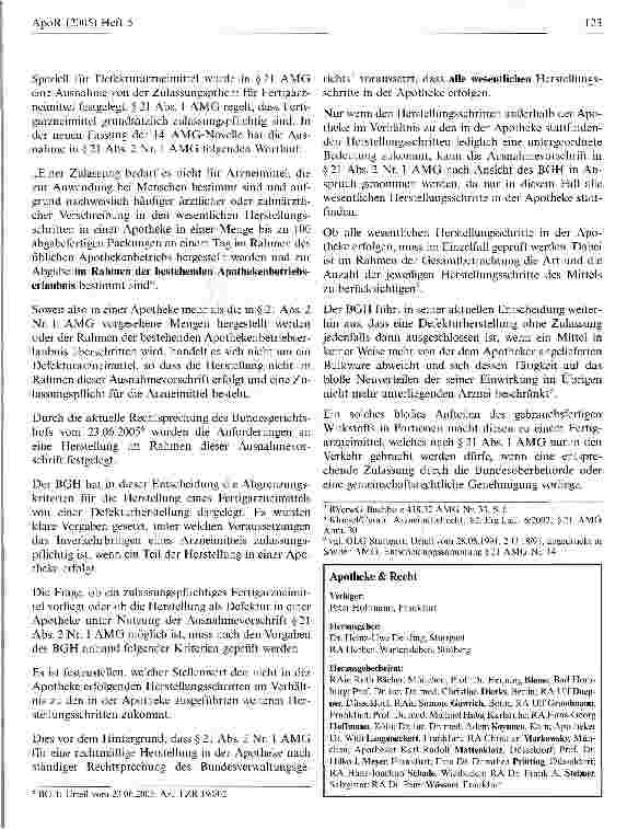 Vorschauseite 2: Rechtliche Grenzen der Herstellung von Fertigarzneimittelnin der Apotheke