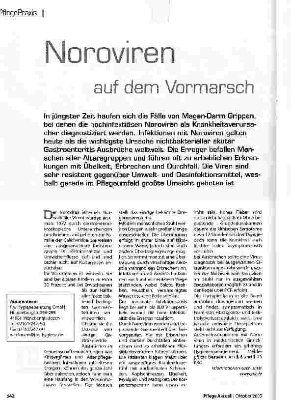 Vorschauseite 1: Noroviren auf dem Vormarsch