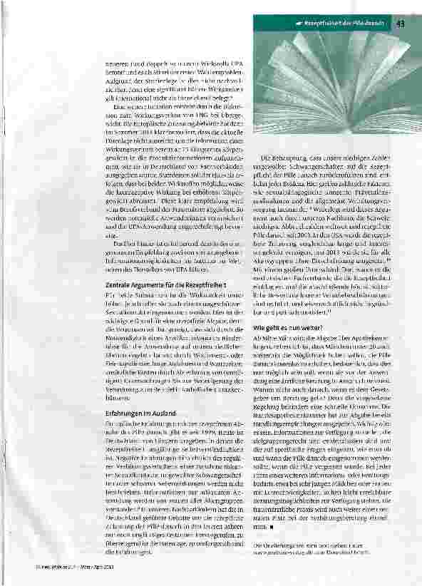Vorschauseite 2: Rezeptfreiheit der Pille danach