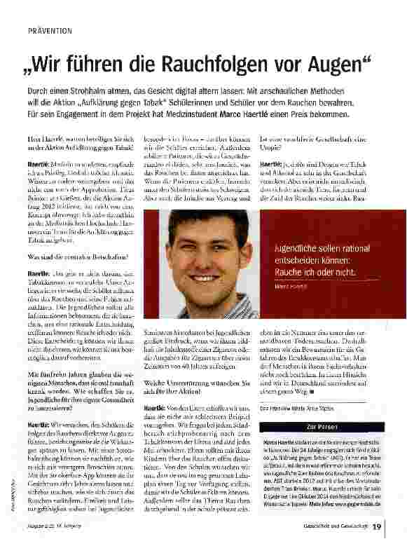 Vorschauseite 1: Wir führen die Rauchfolgen vor Augen