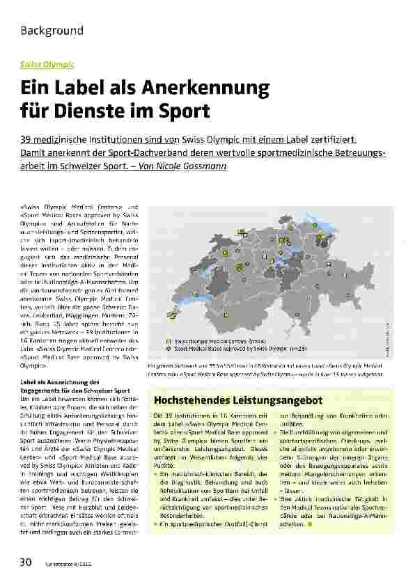 Vorschauseite 1: Ein Label als Anerkennung Dienste im Sport