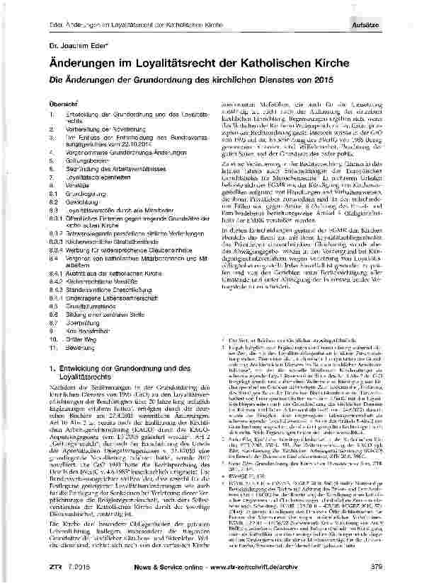 Vorschauseite 1: Änderungen im Loyalitätsrecht der Katholischen Kirche