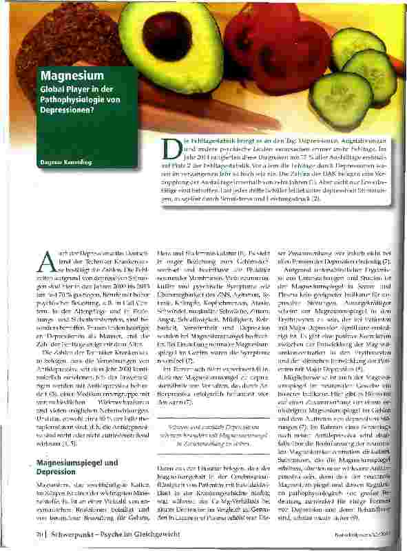Vorschauseite 1: Magnesium Global Player in der Pathophysiologie von Depressionen?