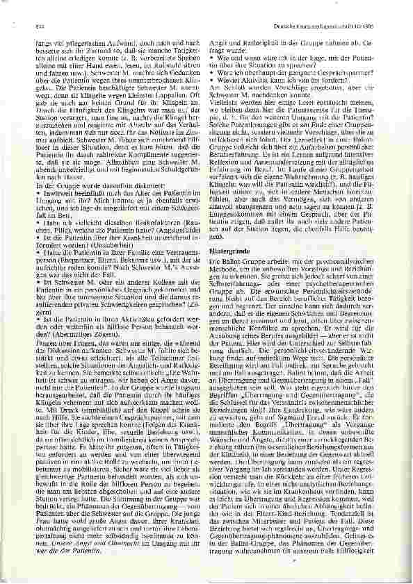 Vorschauseite 3: Die Balint-Gruppe — eine Hilfe und Stütze für den Umgang mit Kranken