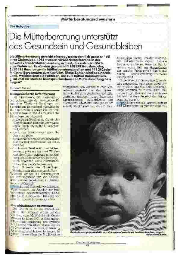 Vorschauseite 1: Die Mütterberatung unterstützt das Gesundsein und Gesundbleiben