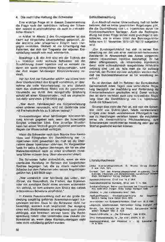 Vorschauseite 4: Die Delegation ärztlicher Aufgaben an die Krankenschwester, dargestellt am Beispiel der intravenösen Injektionen