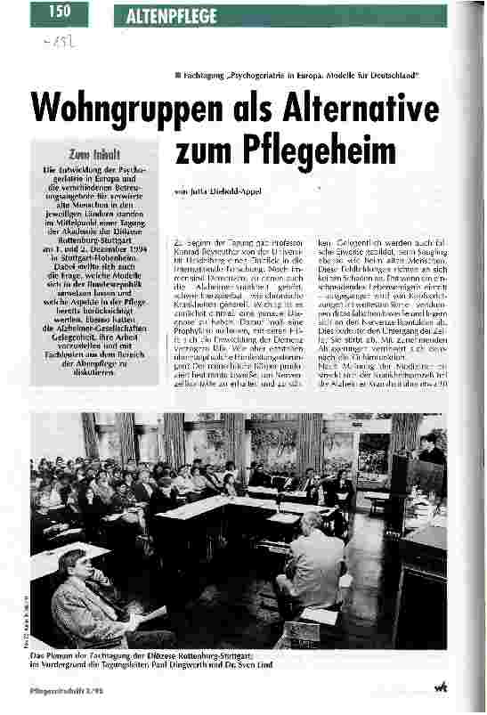 Vorschauseite 1: Wohngruppen als Alternative zum Pflegeheim Fachtagung Psychogeriatrie in Europa. Modelle für Deutschland