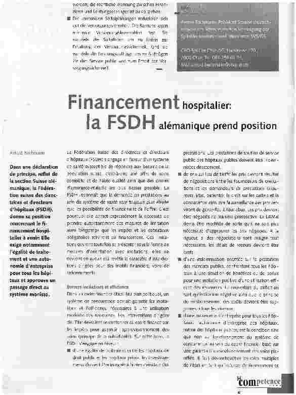 Vorschauseite 2: Spitalfinanzierung: Position der SVS