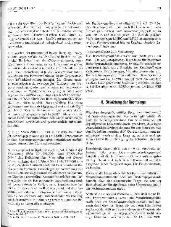 Vorschauseite 6: Wie sind Formtrennmittel lebensmittelrechtlich zu beurteilen?