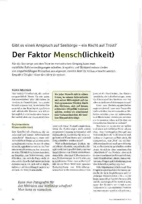 Vorschauseite 1: Der Faktor Mensch(lichkeit)