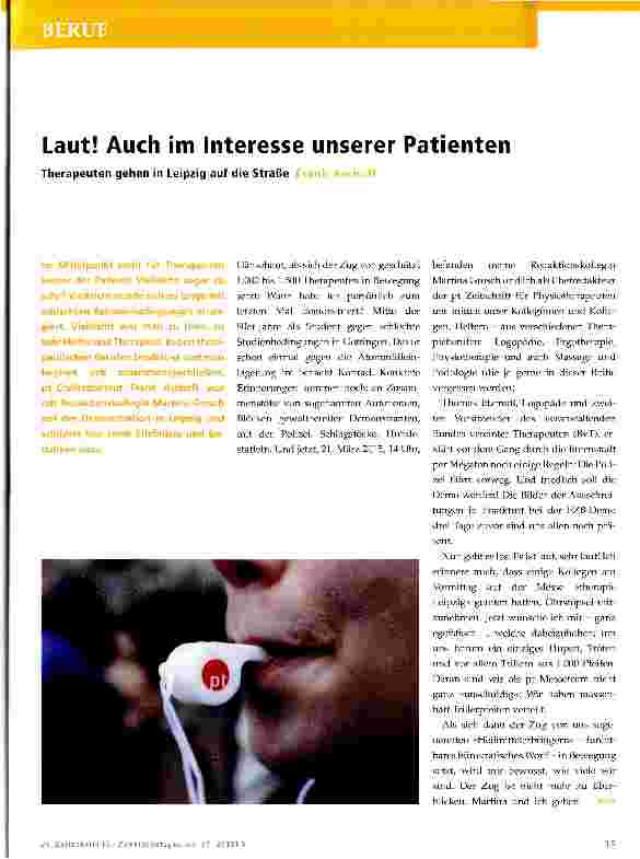 Vorschauseite 1: Laut! Auch im Interesse unserer Patienten