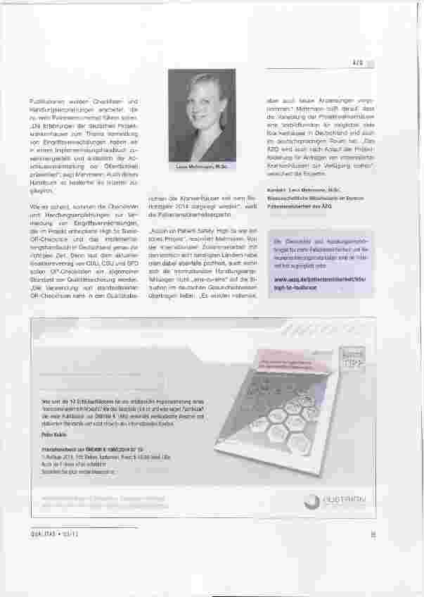 Vorschauseite 2: Give me five WHO-Projekt „Action on Patient Safety: High 5s“ auf der Zieigeraden