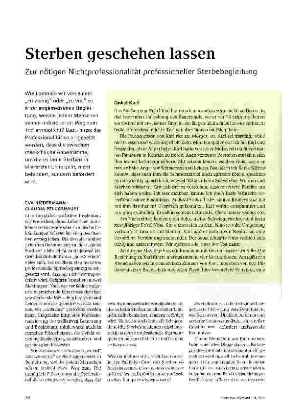 Vorschauseite 1: Sterben geschehen lassen Zur nötigen Nichtprofessionalität professioneller Sterbebegleitung