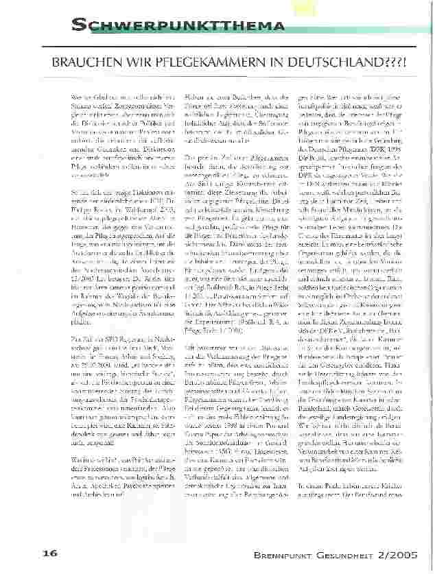 Vorschauseite 1: Brauchen wir Pflegekammern in Deutschland???