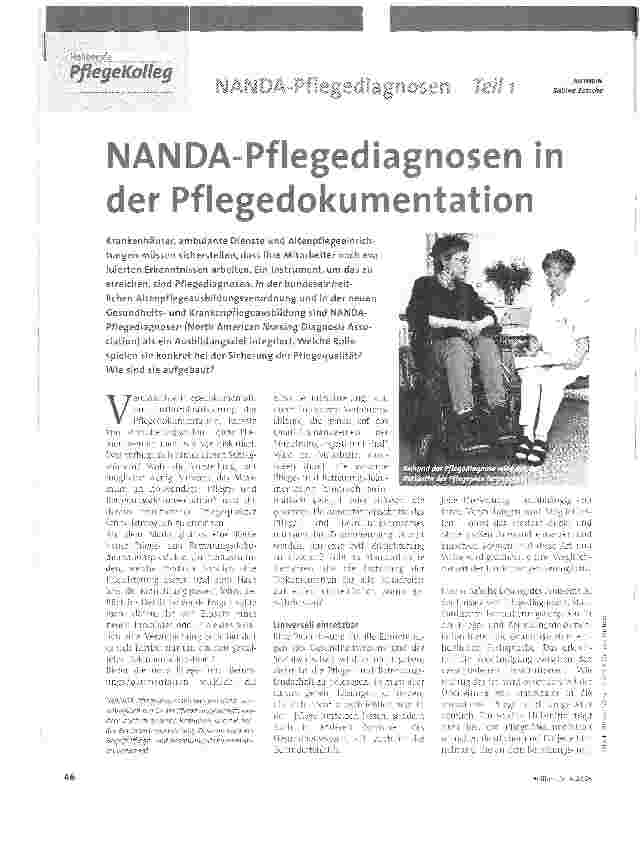 Vorschauseite 1: NANDA-Pflegediagnosen in der Pflegedokumentation