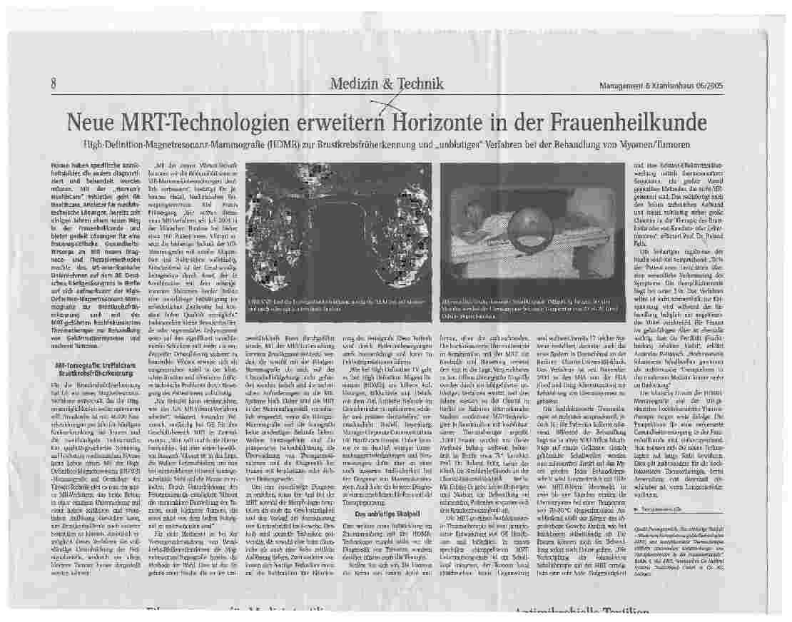 Vorschauseite 1: Neue MRT-Technologien erweitern Horizonte in der Frauenheilkunde