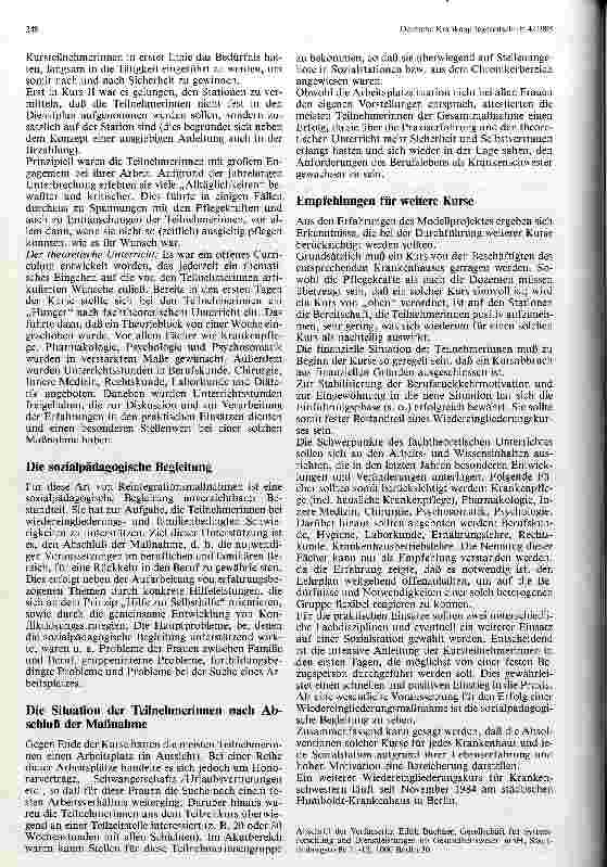 Vorschauseite 2: Berufliche Wiedereingliederung von Krankenschwestern nach der Familienphase; Erfahrungen und Ergebnisse eines Modellprojektes