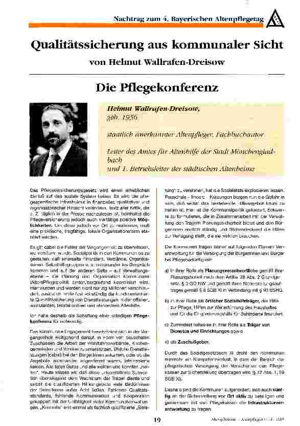 Vorschauseite 1: Qualitätssicherung aus kommunaler Sicht Die Pflegekonferenz