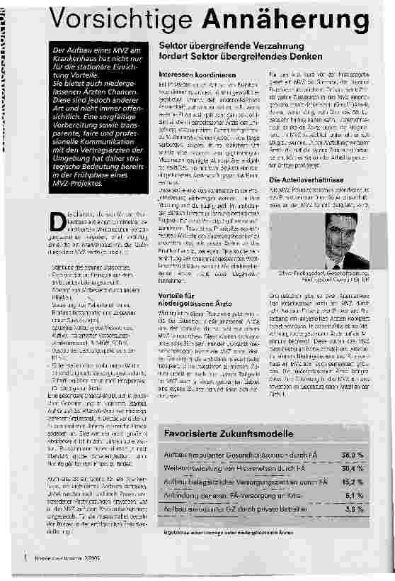 Vorschauseite 1: Vorsichtige Annäherung. Sektor übergreifende Verzahnung fordert Sektor übergreifendes Denken