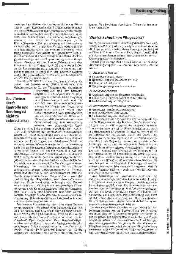 Vorschauseite 4: Jetzt geht`s los !? Existenzgründung und -sicherung im Zeichen der Pflegeversicherung Existenzgründung