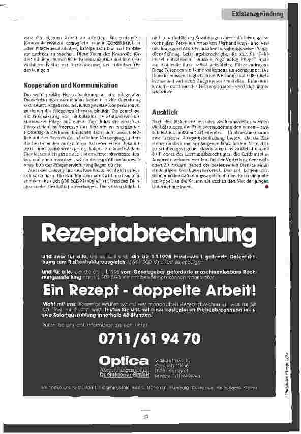 Vorschauseite 6: Jetzt geht`s los !? Existenzgründung und -sicherung im Zeichen der Pflegeversicherung Existenzgründung