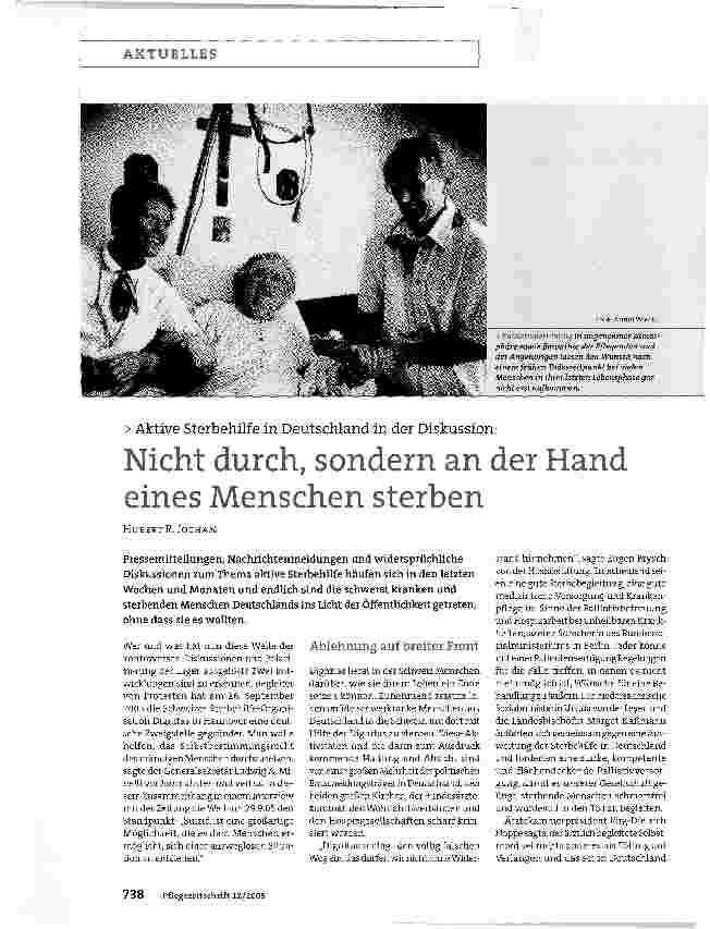 Vorschauseite 1: Nicht durch, sondern an der Hand eines Menschen sterben
